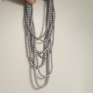 16" multiple strands beaded necklaced gray